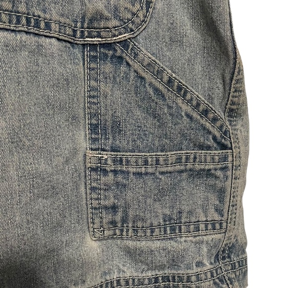 Route 66 Vintage 90's Y2K Denim Jean Overall Shorts Floral Embroidery Size L - Picture 13 of 13